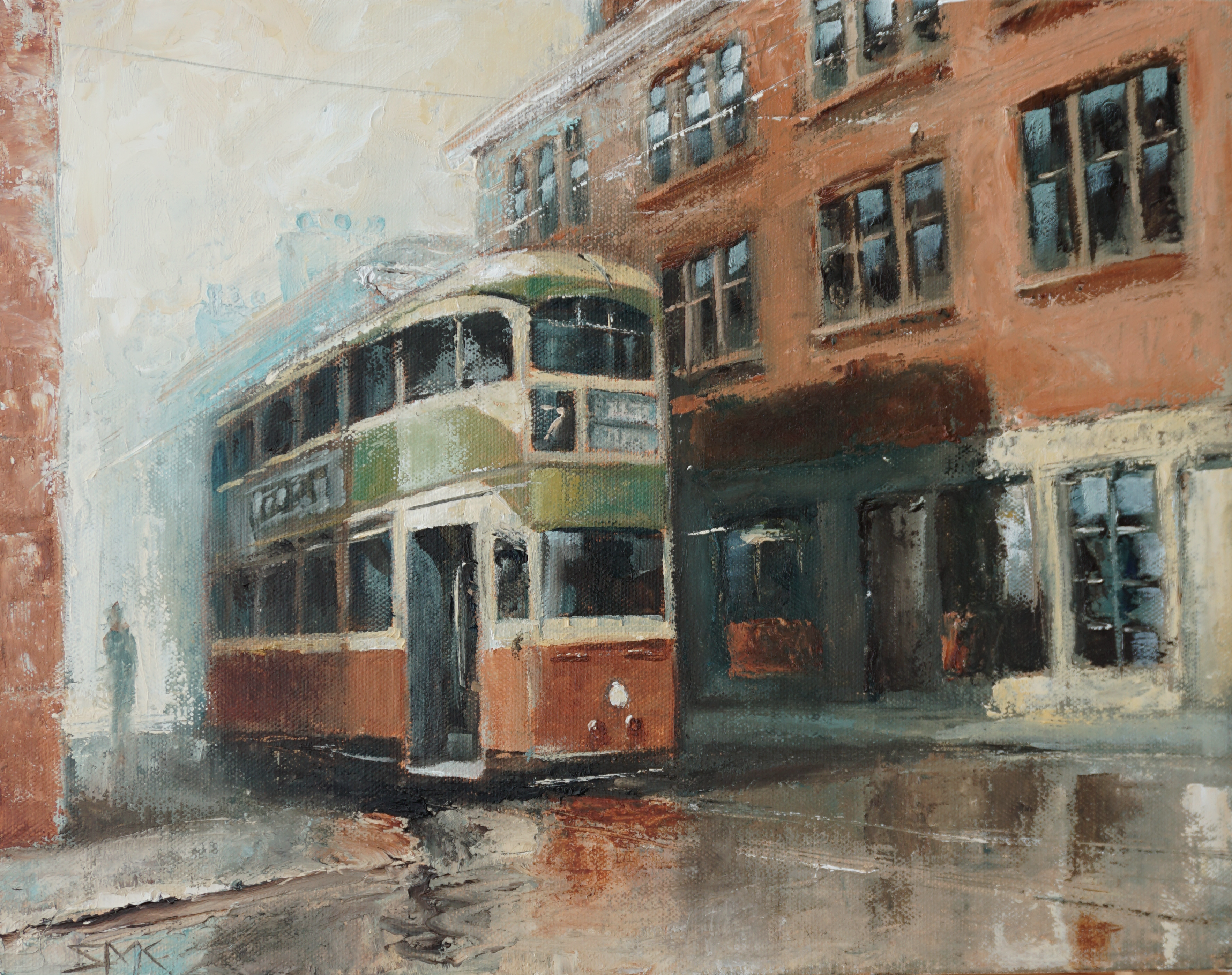 Number 7 Tram - Oil on board (36x28cm)
